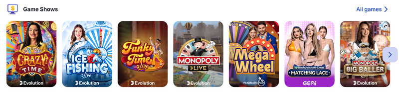 Live casino games at Glory Casino